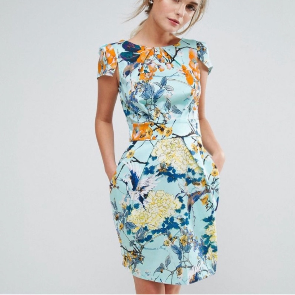 Closet London Short Sleeve Floral Print Dress